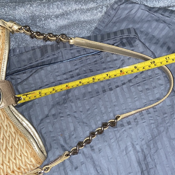 EUC Brighton Jute Straw Leather Trim chain Shoulder Bag - Picture 14 of 16